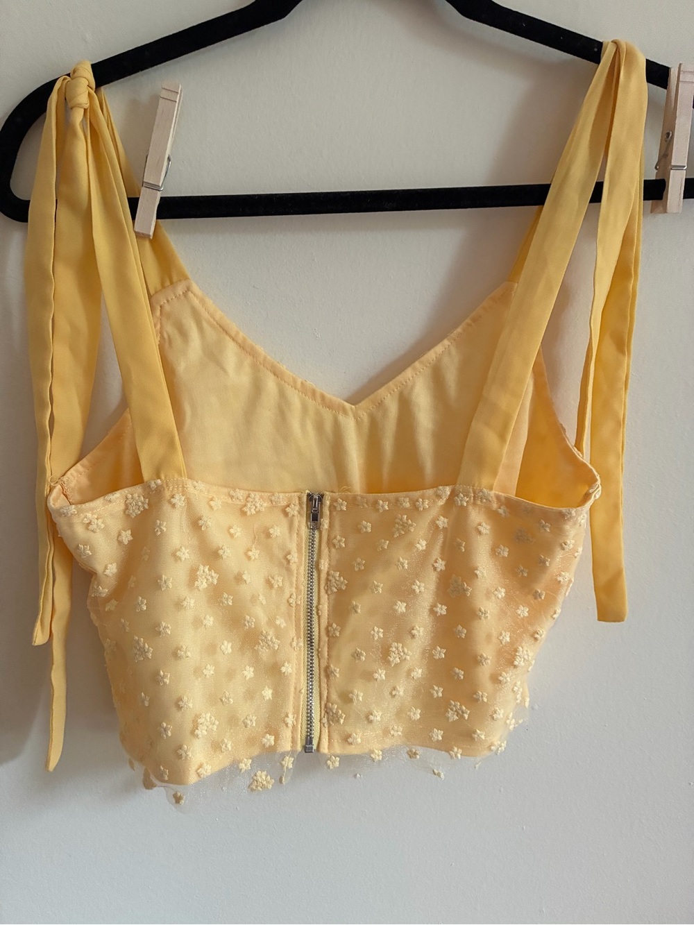Mango Yellow Floral Embroidered Tie-Strap Camisole - Picture 5 of 6